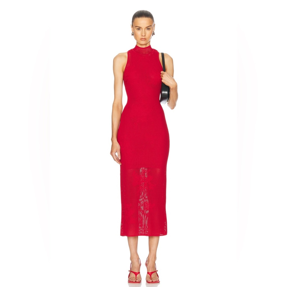 Fleur du Mal Lace Pointelle Knit Racer Dress